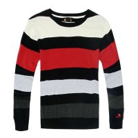 DUNKELVOLK 潮男条纹时尚拼色针织衫 经典圆领流行线衫男毛衣包邮