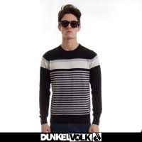 达克沃 经典拼色春款 全棉男式针织衫 圆领套头线衫男毛衣 包邮