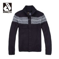 DUNKELVOLK潮牌男装 潮男时尚提花开衫毛衣 潮男黑色毛衣针织衫 男士开衫包邮