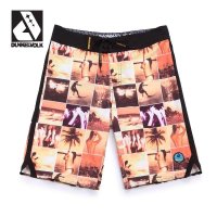 DUNKELVOLK潮牌男装 美女照片款拼图潮男速干沙滩裤 透气弹力潮男海滩冲浪短裤