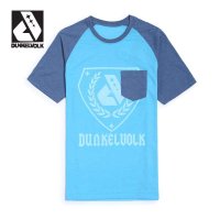 DUNKELVOLK潮牌男装 基础款LOGO字母潮男短袖T恤 进口圆领斜肩拼色纯棉短袖夏款T恤