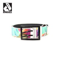 DUNKELVOLK/达克沃 潮牌光面彩色腰带时尚撞色休闲印花合金头皮带