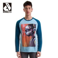 DUNKELVOLK/达克沃 潮牌涂鸦拼色长袖圆领T恤流行青年打底衫纯棉