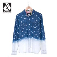 DUNKELVOLK/达克沃 潮牌秋季男装水洗渐变牛仔全棉长袖衬衫logo款