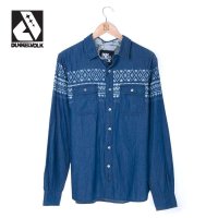 DUNKELVOLK/达克沃 潮牌春夏新款牛仔全棉水洗男式民族风长袖衬衫