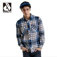 DUNKELVOLK/达克沃 男式时尚立领个性格子纹法兰绒磨毛长袖衬衫