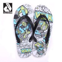 DUNKELVOLK/达克沃 潮牌手绘涂鸦骷髅图腾图案人字拖夹趾凉拖鞋