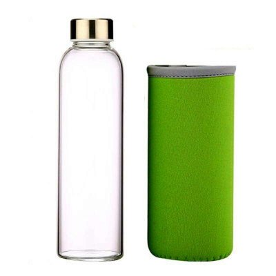 精致时光 耐热防漏透明玻璃杯水杯 冷水杯500ml 创意车载便携矿泉水瓶