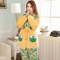 贝贝绒月子服秋冬加厚套装法兰绒孕妇装哺乳睡衣产后家居服