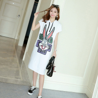 2018韩版宽松加大中长款上衣卡通孕妇裙大码孕妇装夏装孕妇T恤