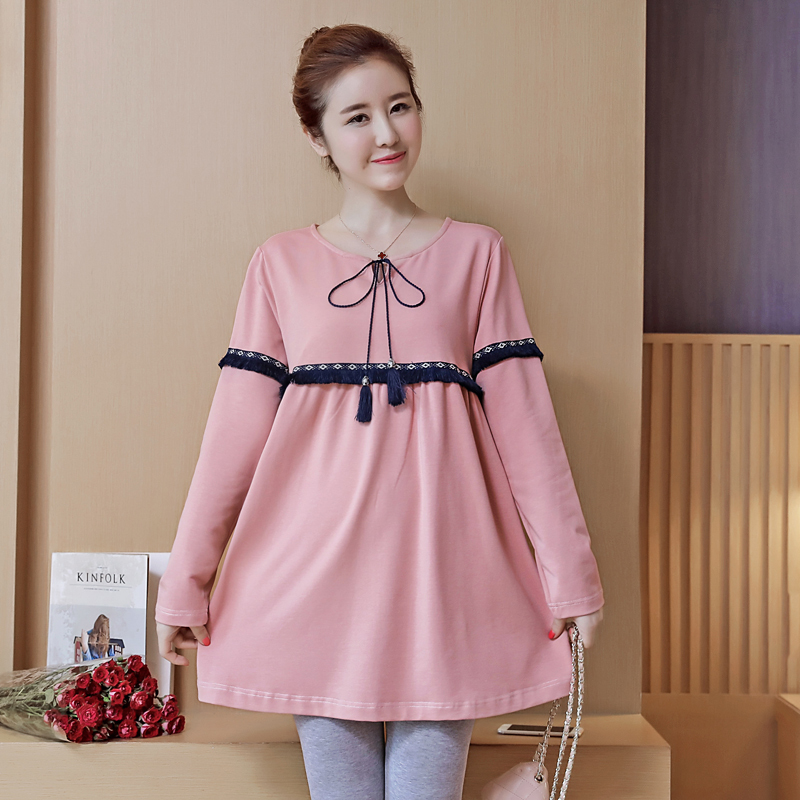 2017秋季新款孕妇连衣裙孕妇秋装韩版秋装长袖上衣宽松大码哺乳裙