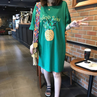 孕妇怀孕衣服夏天宽松孕妇裙中长款夏季新款大码宽松菠萝T恤