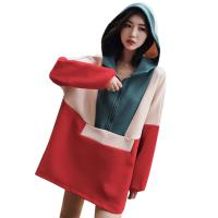 孕妇春秋2018时尚新款宽松大码中长上衣潮妈怀孕拼接卫衣