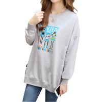 新款韩版孕妇装春秋装孕妇大码秋款印花纯棉卫衣小怪兽可拼款