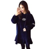 孕妇装春秋上衣孕妇大码秋款银狐绒刺绣卫衣