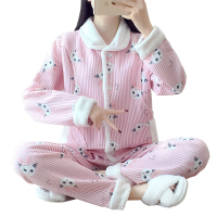 月子服秋冬季加厚夹棉产妇喂奶衣秋冬保暖长袖可哺乳孕妇小猫睡衣套装