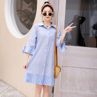 2019春秋新款潮妈孕妇条纹连衣裙收腰打底裙宽松休闲春装上衣