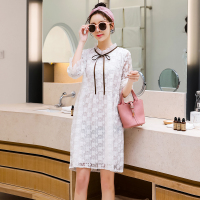 2019春秋新款潮妈孕妇蕾丝连衣裙收腰打底T恤裙宽松优雅秋装上衣