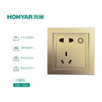 鸿雁智智能插座wifi控制 金色10A5孔计量型