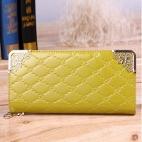 尚魅新款钱包铁边菱格手机包漆皮手拿包 女士钱夹二折钱包