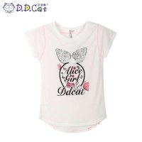 叮当猫童装 女童新款夏装圆领短袖针织衫中大童儿童时尚休闲长T恤 14S1118