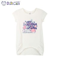 叮当猫童装 新时尚夏装圆领短袖针织衫中大童儿童女孩休闲长T恤衫 14S1119