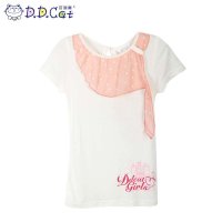 叮当猫童装 女童潮流韩版夏装短袖圆领针织衫中大童儿童时尚T恤衫 14S1124