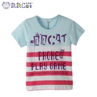 叮当猫童装 男童时尚韩版夏装短袖针织衫中大童儿童圆领休闲T恤衫 AES1105