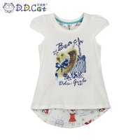 叮当猫童装 2015女童韩版夏装圆领短袖针织衫中大童儿童时尚长T恤 AES1122