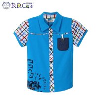 叮当猫童装 男童新时尚夏装反领针织衫中大童儿童休闲纯棉T恤衫潮 AES1207