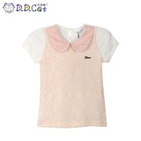 叮当猫童装 女童时尚潮流韩版夏装短袖针织衫中大童儿童休闲T恤衫 AES1208