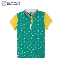 叮当猫童装 男童时尚夏装立领针织衫中大童儿童短袖衫男孩休闲T恤 AES1405