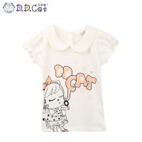 叮当猫童装 女童2016新款韩版夏装反领针织T恤衫中小童儿童短袖衫 AES...