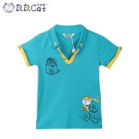 叮当猫童装 男童时尚韩版夏装V领纯棉针织衫中小童儿童休闲T恤衫 AES1309