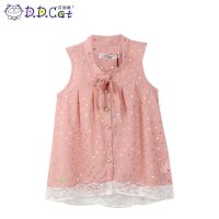 叮当猫童装 女童新时尚夏装立领无袖衬衣中大童儿童女孩休闲衬衫 AES6208