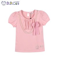 叮当猫童装 女童新款潮流夏装纯棉针织衫中大童儿童圆领休闲T恤衫