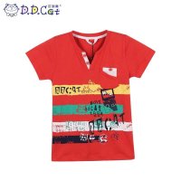 叮当猫童装 男童2016潮流夏装V领纯棉针织衫中大童儿童时尚T恤衫