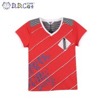 叮当猫童装 男童韩版夏装短袖V领针织衫中大童儿童纯棉时尚T恤衫