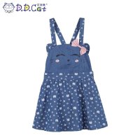 叮当猫童装 女童新款夏装纯棉无袖连身裙中小童儿童时尚背带裙子 AES4501