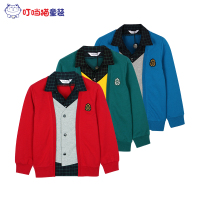 叮当猫童装 男童时尚新品秋装中大童儿童反领长袖假两件套针织衫