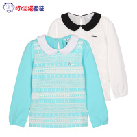 叮当猫童装 女童2015时尚秋装反领长袖T恤衫中大童儿童休闲针织衫