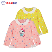 叮当猫童装 女童新时尚秋装中小童儿童彼得潘反领长袖休闲针织衫