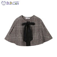 叮当猫童装 女童新款时尚秋冬装格子呢料外衣中大童儿童毛呢外套