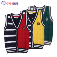 叮当猫童装 男童潮流秋装纯棉V领毛织背心中大童儿童时尚背心毛衫