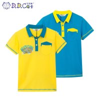 叮当猫童装 男童夏季新时尚反领针织短袖上衣中大童儿童休闲T恤衫