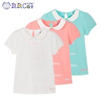 叮当猫童装 女童2016新款夏装反领泡泡短袖针织衫中大童百搭T恤衫 AFS1203