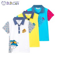 叮当猫童装 男童新时尚翻领针织短袖上衣中小童卡通图案休闲T恤衫 AFS1212