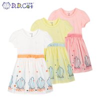 叮当猫童装 女童2016新款圆领短袖连身裙中大童甜美印花连衣裙子 AFS4310