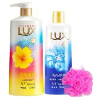 LUX力士晶果萃爽沐浴露720ml+180ml 蚕丝精华持久滋养 送浴球