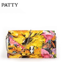 芭迪新品 2014潮流女包 时尚印花牛皮小包 个性手拿包 信封包包